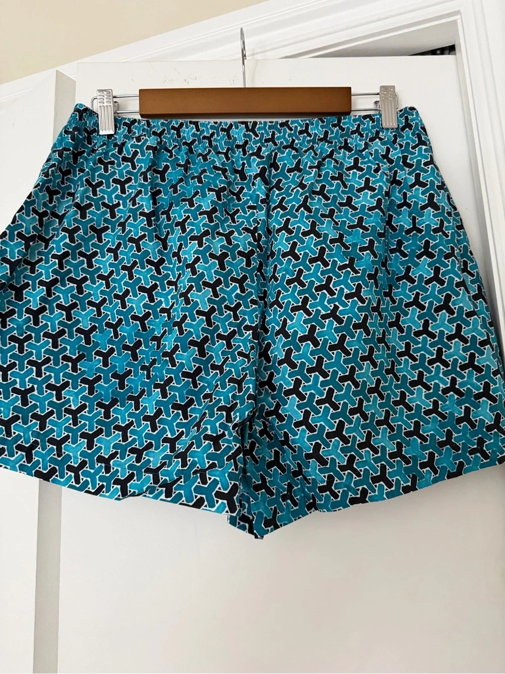 Banana Republic Teal and Black Geometric Women's Shorts